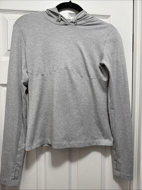 Alo Yoga Alosoft Light Gray Hooded Long Sleeve Top